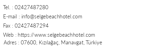 Selge Beach Resort Spa telefon numaralar, faks, e-mail, posta adresi ve iletiim bilgileri